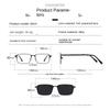 Sunglasses Small Square Stainless Steel Eyeglass Frame Polarizced Clips Magnetic On Glasses Optical Magnet Eyeglasses 3 IN 1