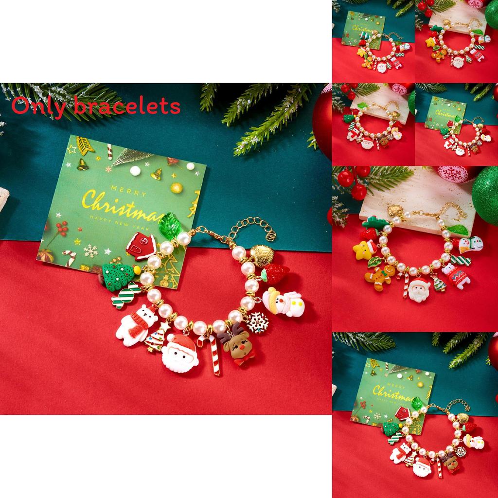 Bracelet Flocon de Neige Père Noël Perles Artificielles Pour Femmes et Hommes Cadeau