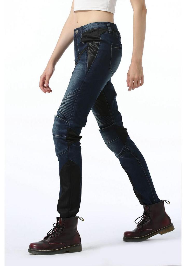 Women's Slim Fit Summer Motorcycle Riding Jeans with Breathable Mesh Ventilation