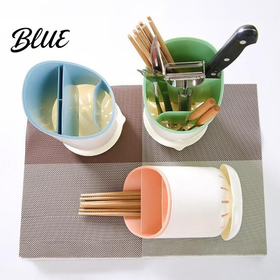 Countertop Drying Rack Organizer with Chopstick Holder Multi-compartment Draining for Utensils Plastic Utensil Drain Easy