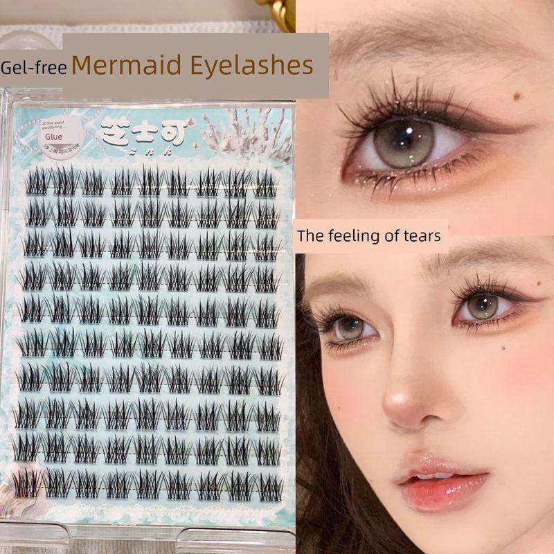 

Shining Tears Eyelashes ~ Summer Oxygen SUNFLOWER Fake Eyelashes Mermaid Small Pearl Nature Grafting Artificial Eyelashes [Glue-Free Model] Sparkling Eyelashes~ 812 mm