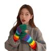 Korean New Rainbow Gloves for Women In Winter Warm Wool Half Finger Gloves American Street Fashion Versatile Cycling Trend
