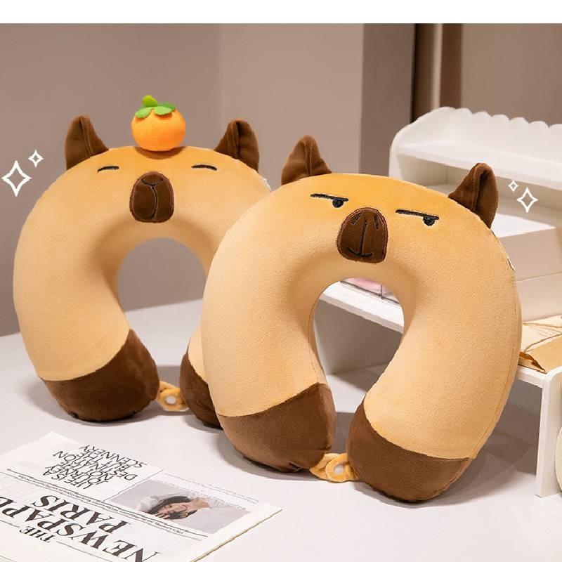 U Shaped Capybara Neck Pillow Plush Toy Travel Portable Stuffed Gifts Dolls