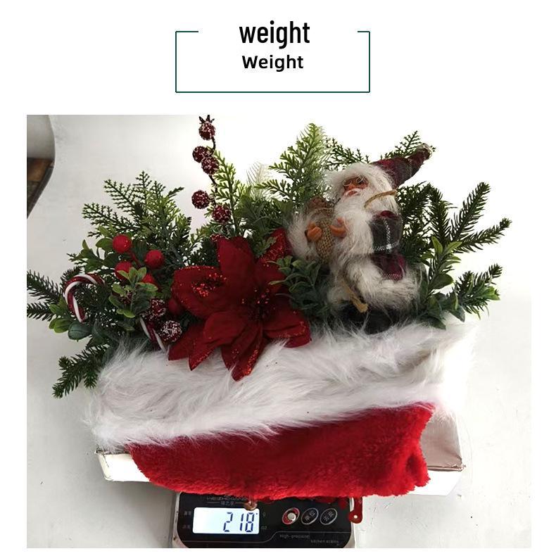 Yihong Light-Up Pine Needle Christmas Hat Door Hanger & Tree Decoration