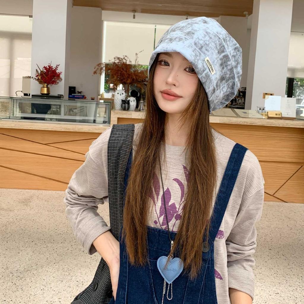 Niche Tie-dye Cold Hat Street Cool Wasteland Wind Smudging Pile Hat Showing Face Small Bag Head Hat Woman