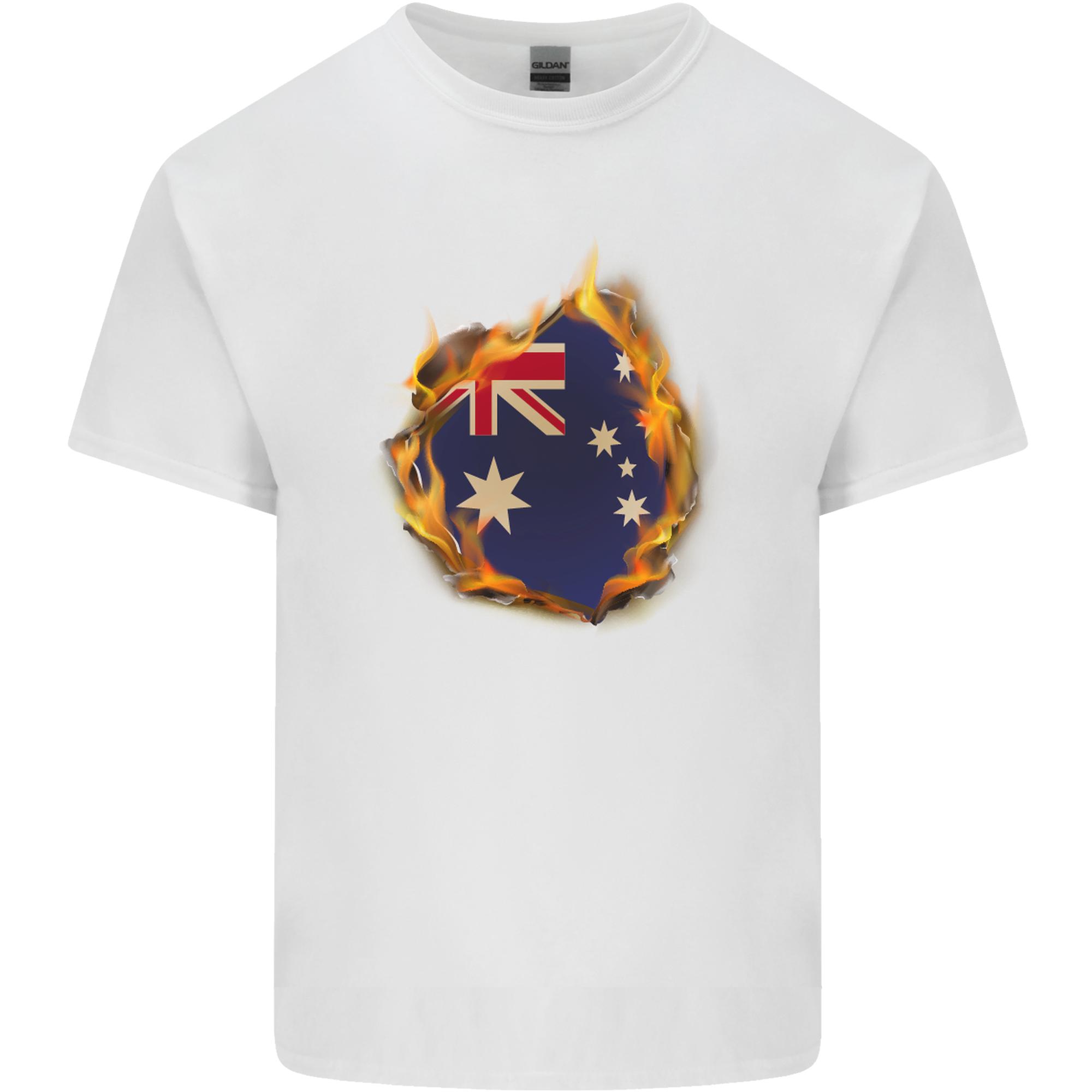 The Australian Flag Fire Effect Australia Unisexs Light Cotton TShirt S