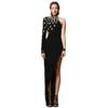 Women's Bandage Dress Rhinestone One Shoulder Long Sleeve Open Leg Dress Party New Product Hot Sale