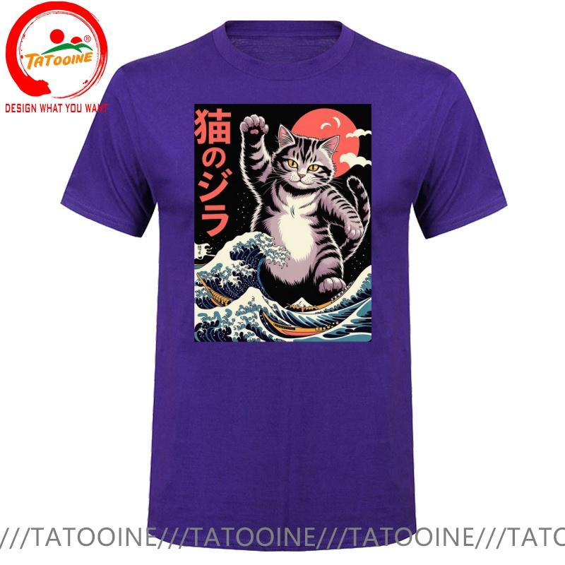 Funny Design Japanese Style The Great Kanagawa Cat Sred Doublet Unisex Fashion Trendy Casual Clothing Stylish Tops Tee Shirt Leisu