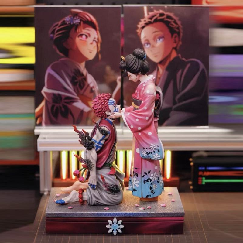 Demon Slayer 27cm GK Popart Akaza Koyuki Figure Cherry Blossom Scene Statue Desktop Ornament Presents Anime Collectible Model Toys