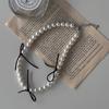 Simulierte Perlenkette Damen Temperament Perlen Schleife Schlüsselbein Kette