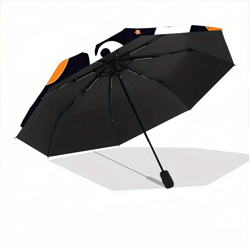 1pc Halloween Pattern Automatic Folding Umbrella - Portable Foldable Design with 8 Ribs, Durable Plastic & Iron Frame, Casual Outdoor Access