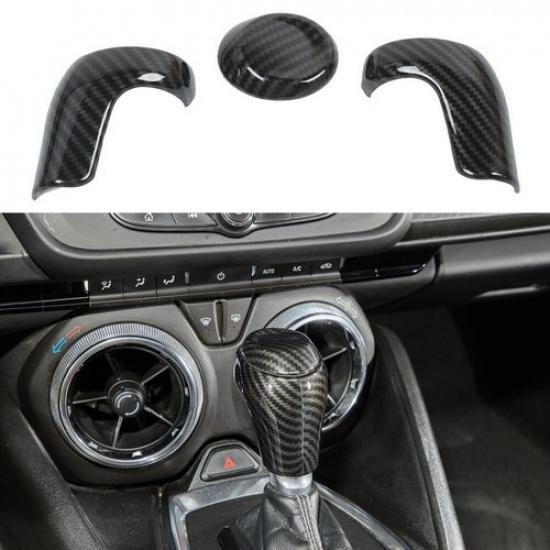 Carbon Fiber Gear Shift Knob Head Decor Cover Trim Bezels For Chevy Camaro 2016+