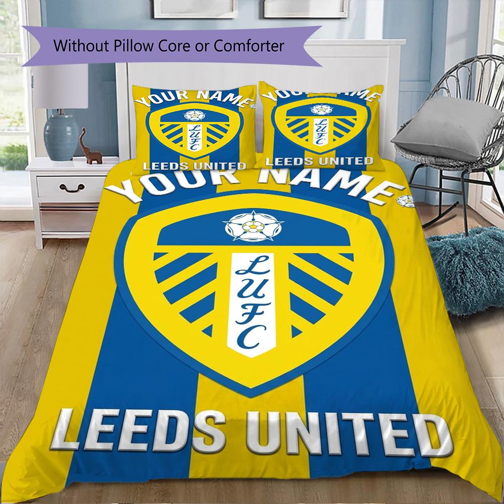 Custom Name Leeds United Bedding,Quilt Set Quilt Cover Pillowcase Home Birthday Gift(1 * duvet cover + 2 * pillowcase, without core)_xia