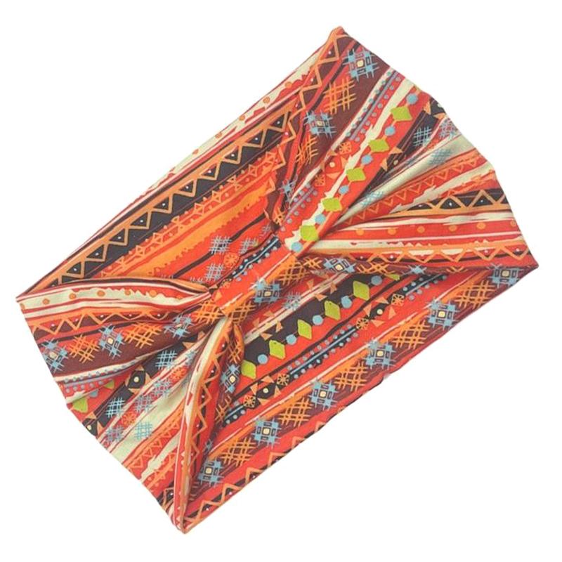 Diadema de Algodón Elástico de Moda Estampado de Patrón Africano Estilo Twist Banda Elástica para el Cabello Diademas Anchas Bandana Turbante Nudo Headwrap