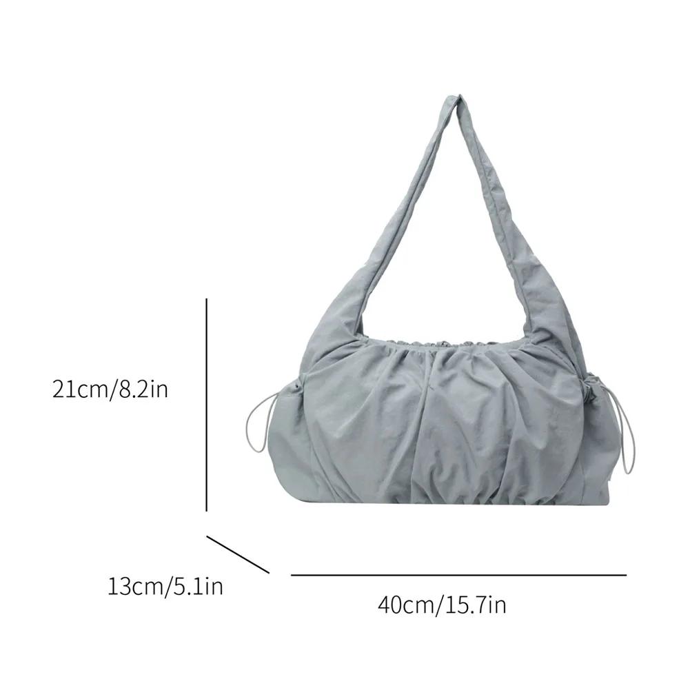 Women Padded Underarm Bag Large Capacity Cloud Pleated Shoulder Bag Top Handle Bag Solid Color Multi-pockets for Party Vacation