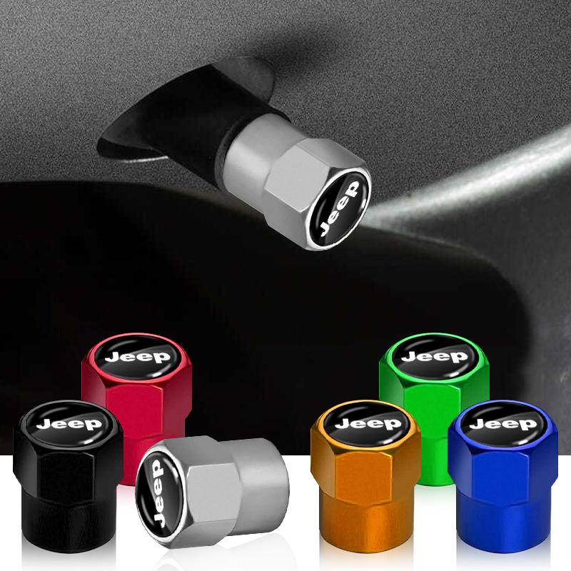 Vngk1 4Pcs Car Tire Valve Cover Wheel Protection Dust Caps Car Accessories For Jeep Grand Cherokee Xj Wk2 Wj Wrangler Jl Compass