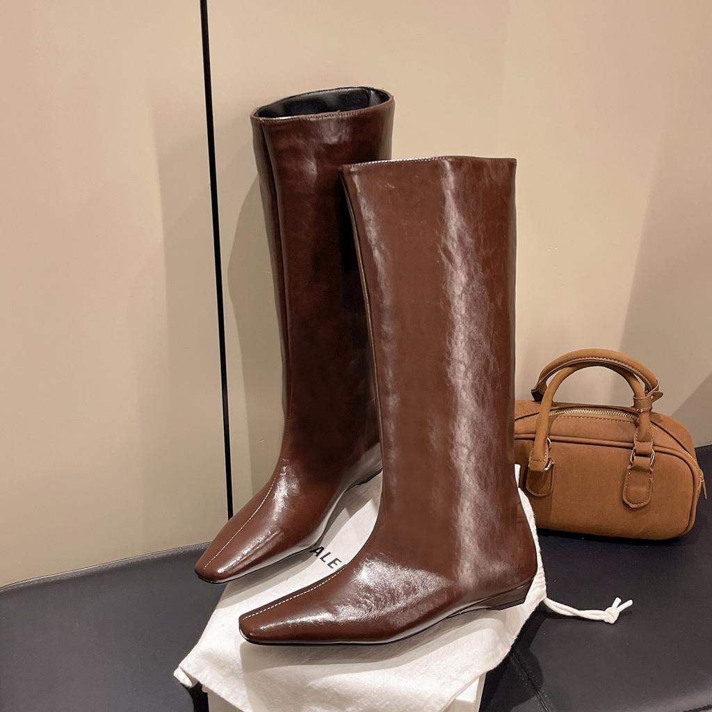 Boots for women 2025 four seasons suitable for wearing new small square head simple fashion boots large size fashion knight sleeve boots