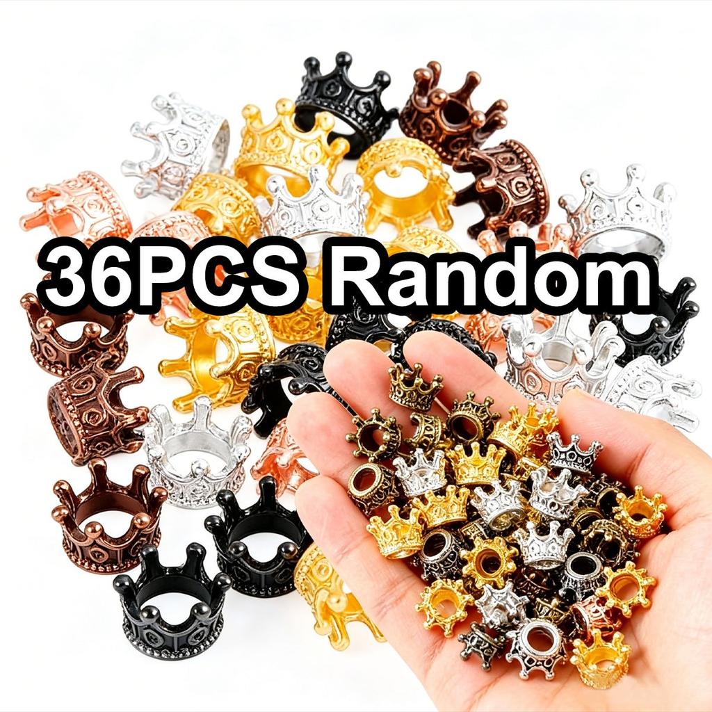 36Pcs Mini Vintage Alloy Crown Figurines - DIY Decor Ornaments | For Architectural Models, Home Decor, Handicrafts, ZSY