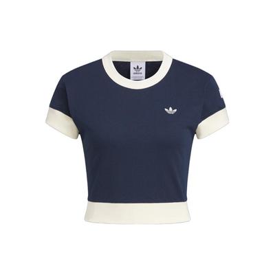 Originals x Notitle Collage Color-Block Stitching Kurzes Cropped Rundhals-T-Shirt Damen Tops Blau IN1079