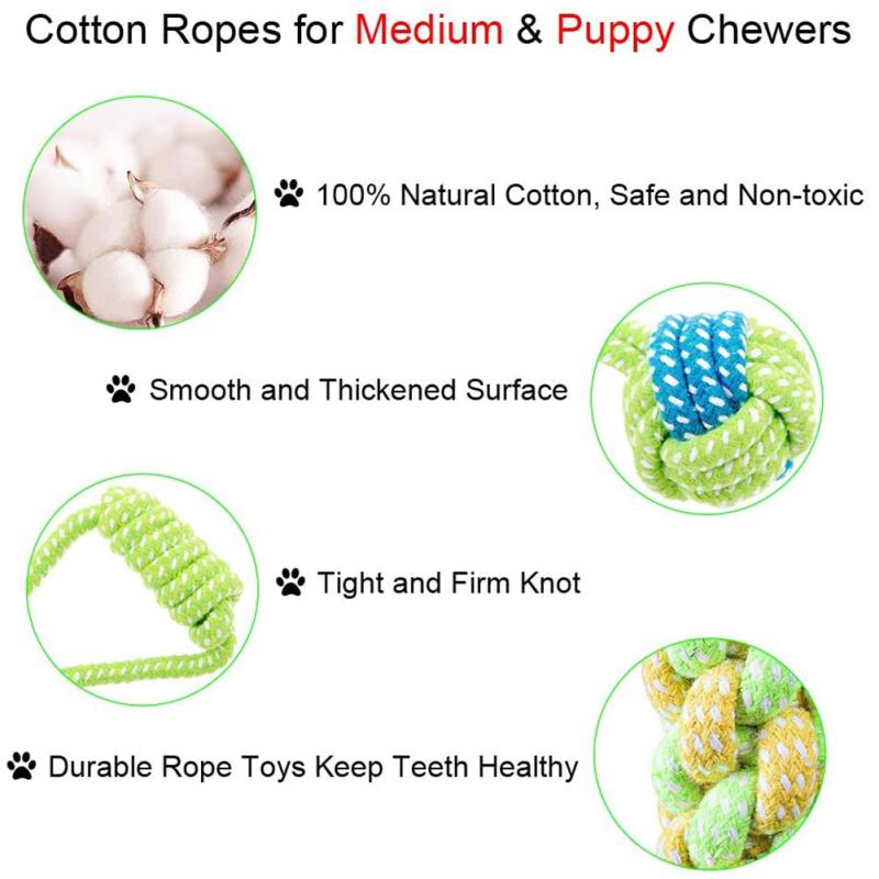 7-teiliges interaktives Kauspielzeug-Set aus waschbarem Baumwollseil zur Zahnreinigung