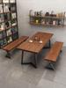 Retro Bistro Industrial Solid Wood Dining Table and Chair Set for Western Restaurants