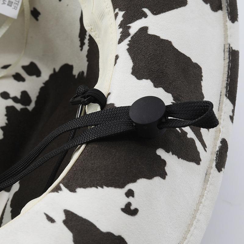 Cow Print Western Cowboy Hat Bull Head Metal Decor Rivet Leather Band Wide Brim Party Fedora Hat