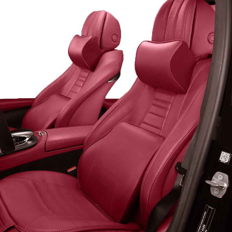 NAPPA Leather Car Neck Pillow Auto Rear Seat Back Headrest Lumbar Supports Travel Cushion For Porsche Boxster Cayenne Panamera