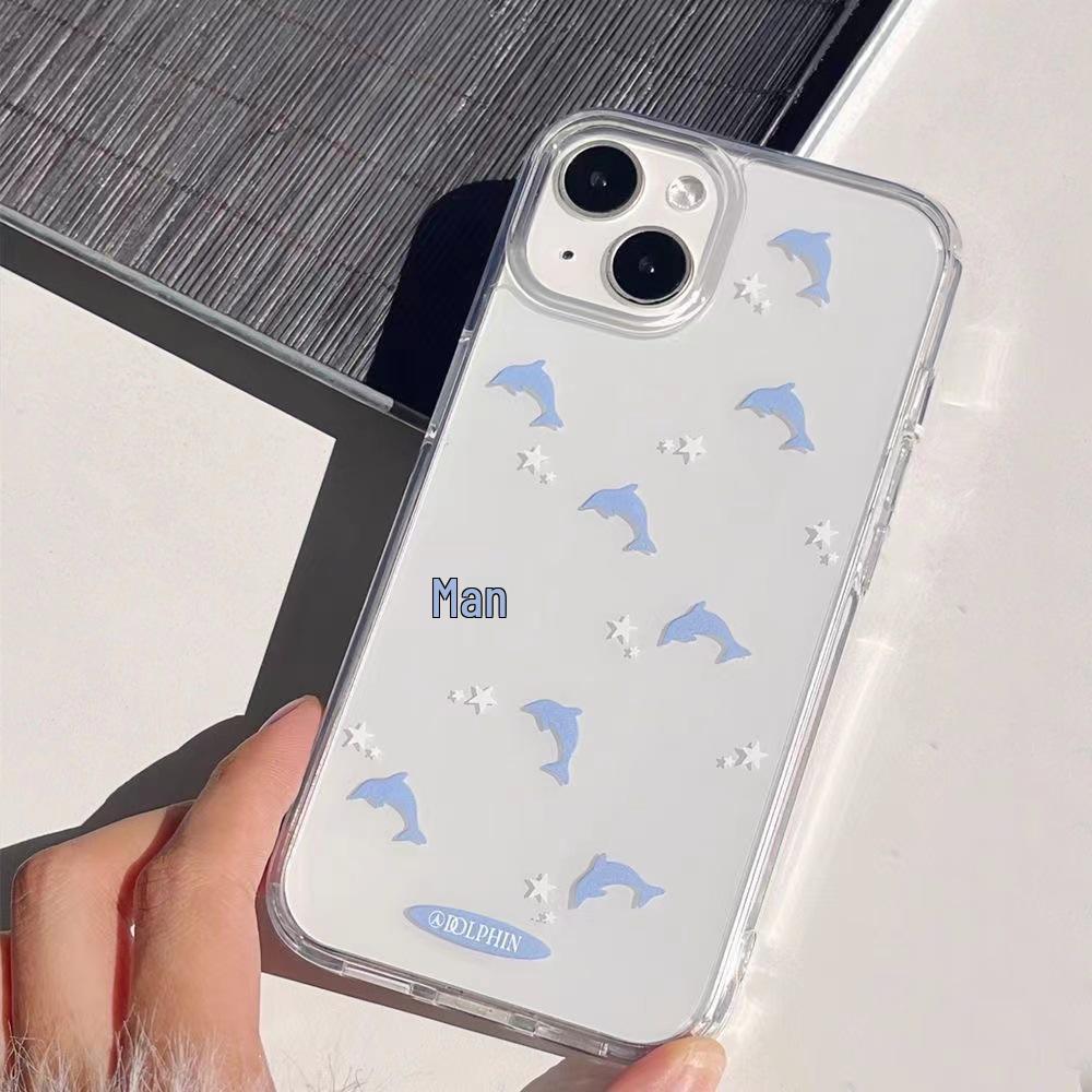 Przezroczyste etui Dolphin Star na lato dla iPhone 11/12/13/14 Pro Max/XR