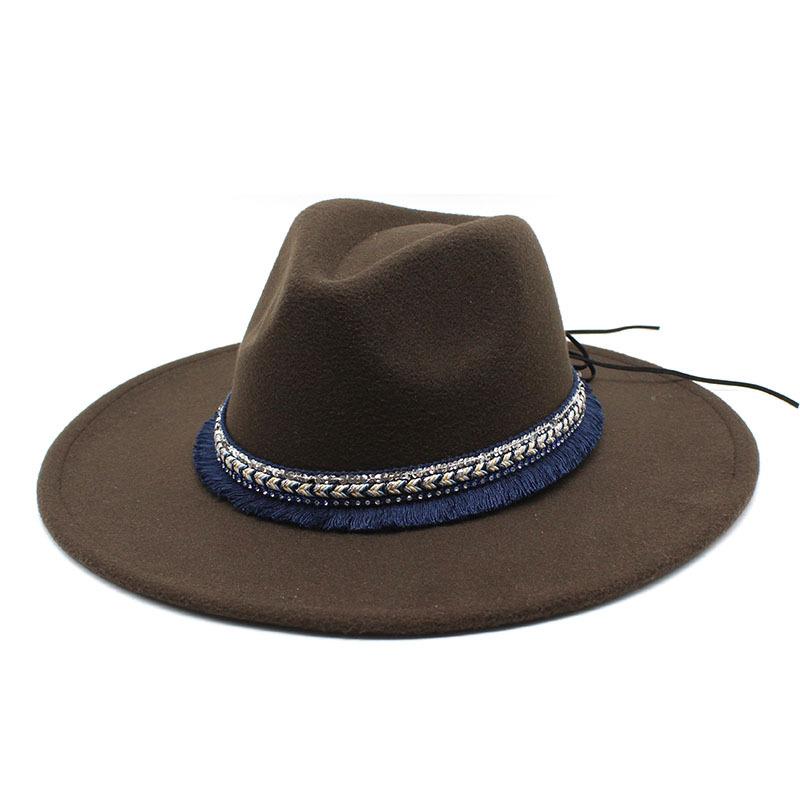 Pfirsichherz Top 9,5 cm Breite Krempe Zylinderhut Ethnischer Stil Accessoires Jazzhut Kaschmir Filzhut Gentleman- und Damenhut