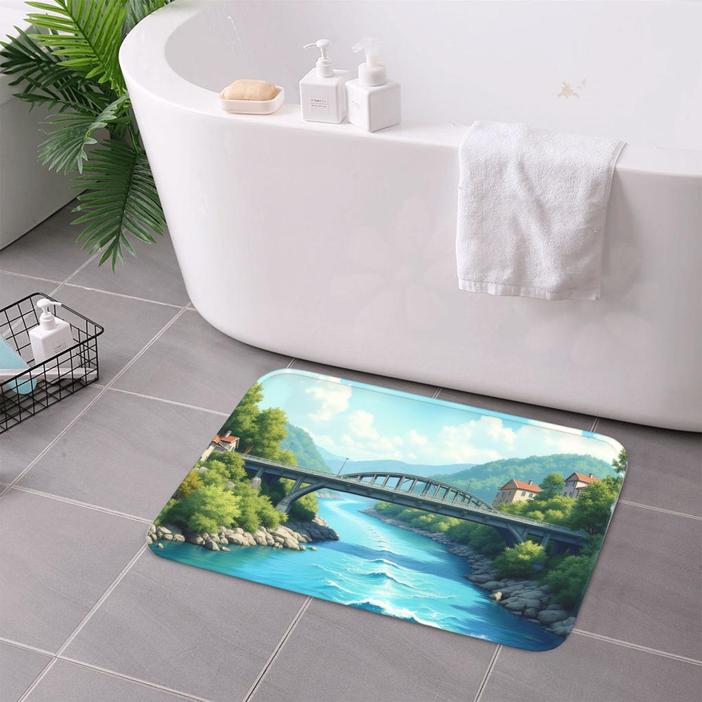 1PC Landscape Kitchen Rug Non-Slip Door Mats Pop Design Bathroom Rug Bath Mat Carpet for Home Sink Laundry Decor