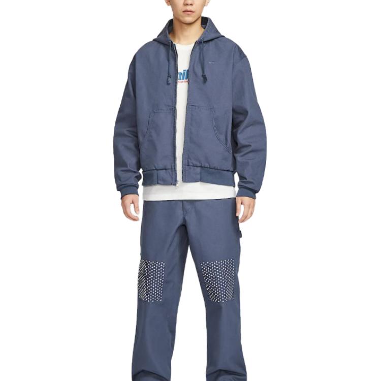 Nike SS25 Life Series Fashion Comfortable Hooded Versatile Long Sleeve Jacket Men Jacket Blue HQ6123-437