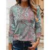 2025 Women's T-shirts Casual Long Sleeve Tops Vintage Paisley Graphic Tees Shirts Blouse O-neck Fall Winter Streetwear Pullover