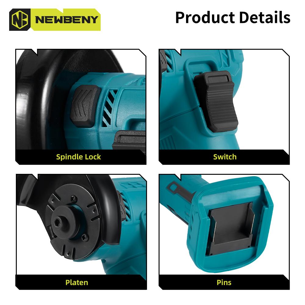 Newbeny Mini Meuleuse d'Angle Électrique Sans Fil Sans Balais 3 Pouces Outil de Meulage, Polissage et Coupe Efficace pour Métal et Bois Pour Batterie Makita 18V
