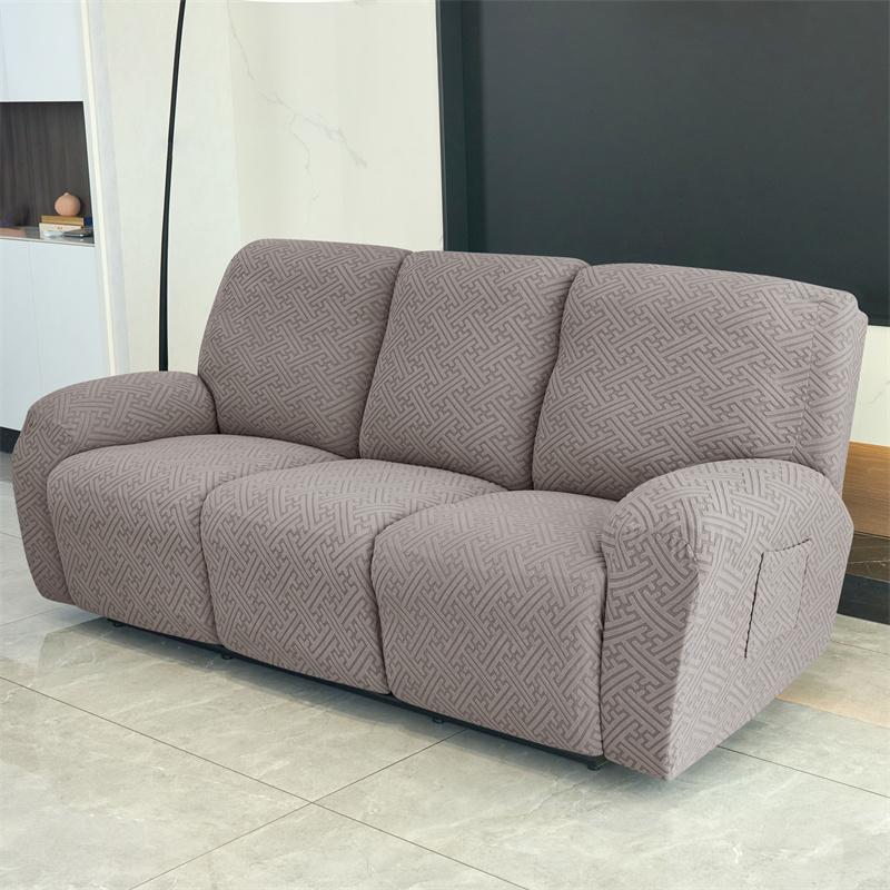 3Seater Jacquard Recliner Sofa Cover Dust-proof Stretch Reclining Couch Slipcover Relax Armchair Slipcover for Living Room Home