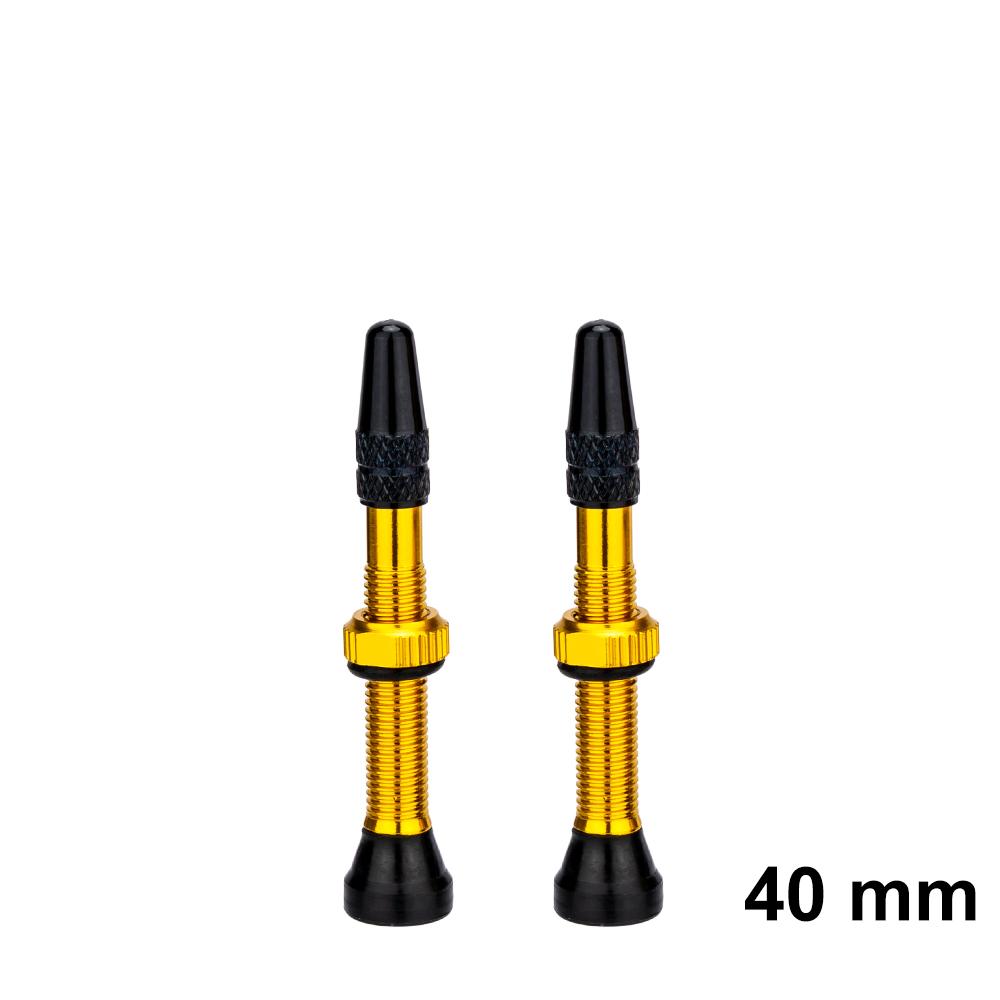 ZTTO Bicycle Tubeless Valves Stems 60mm Presta 40mm No Tubes FV With Integrated Valve Core for Road bike MTB Tire 40mm Gold