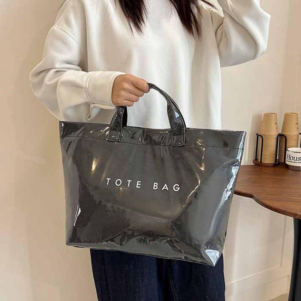 

Summer Transparent Jelly Bag Storage Bag Letter Prints Handbags Travel PVC Tote Bag Fitness Bag зелений