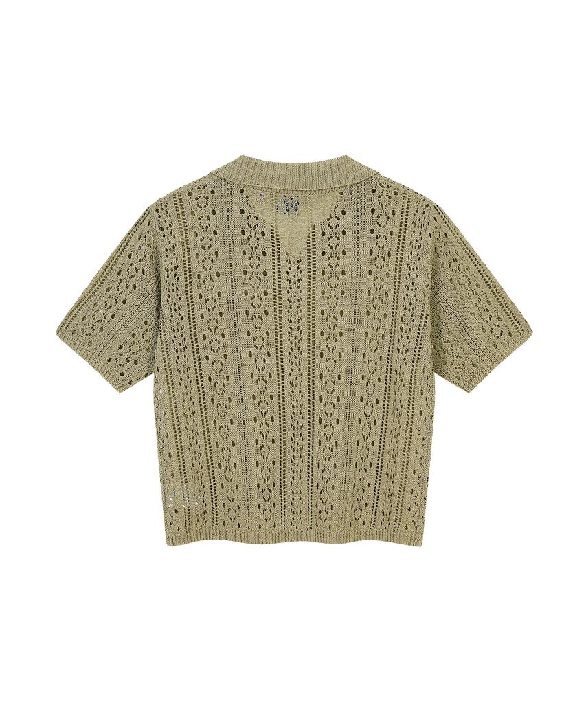 OUTDOOR PRODUCTS W Open Collar Cable Knit (Khaki)