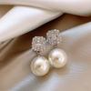 Accessible Luxury Fancy Elegant Double Layer Zircon Pearl Stud Earrings Women's Earrings 2025 New Arrival Best Selling