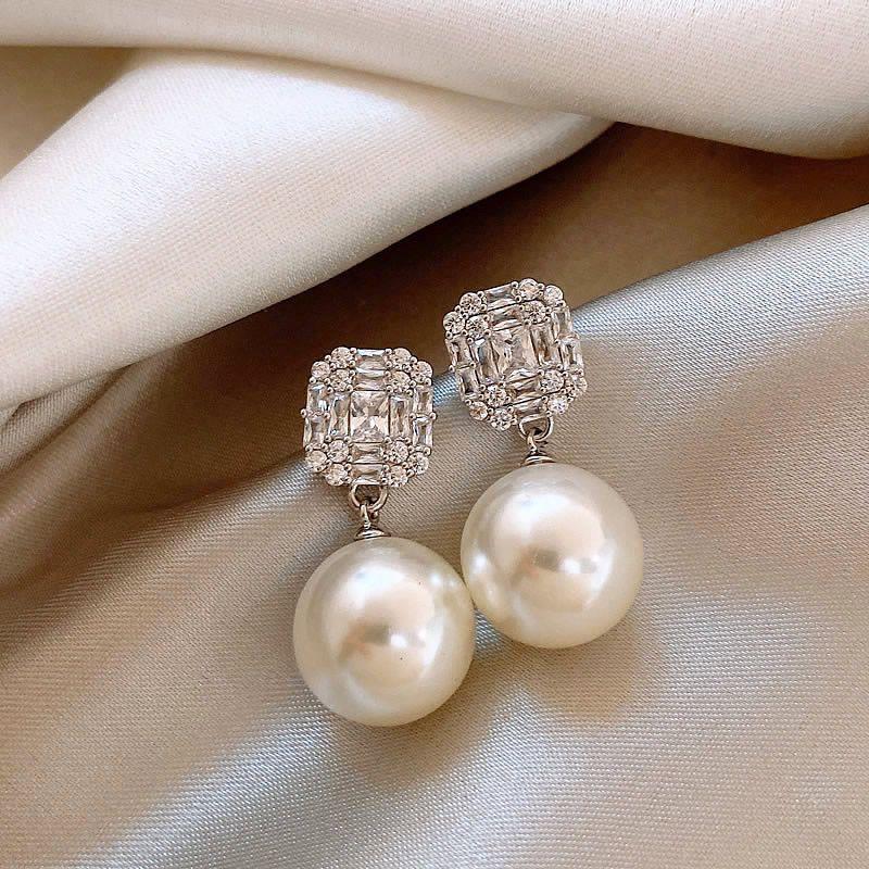 Accessible Luxury Fancy Elegant Double Layer Zircon Pearl Stud Earrings Women's Earrings 2025 New Arrival Best Selling