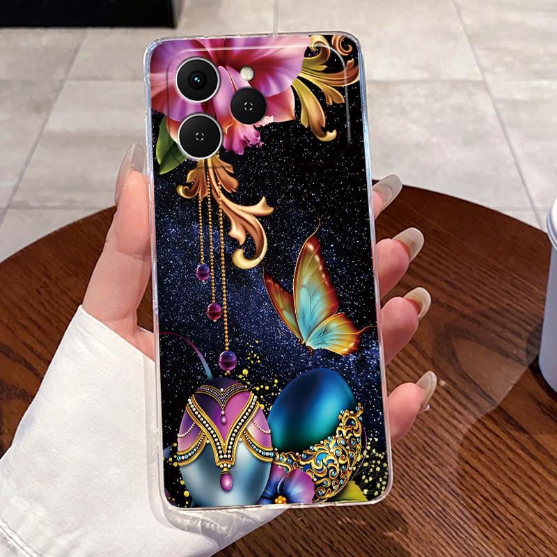 For Tecno Spark 40 4G KM5 Cases Clear Silicone Soft TPU Jelly Casing Cover Tecno Spark40 4G Cute Rabbit Cat Dinasaur Phone Case