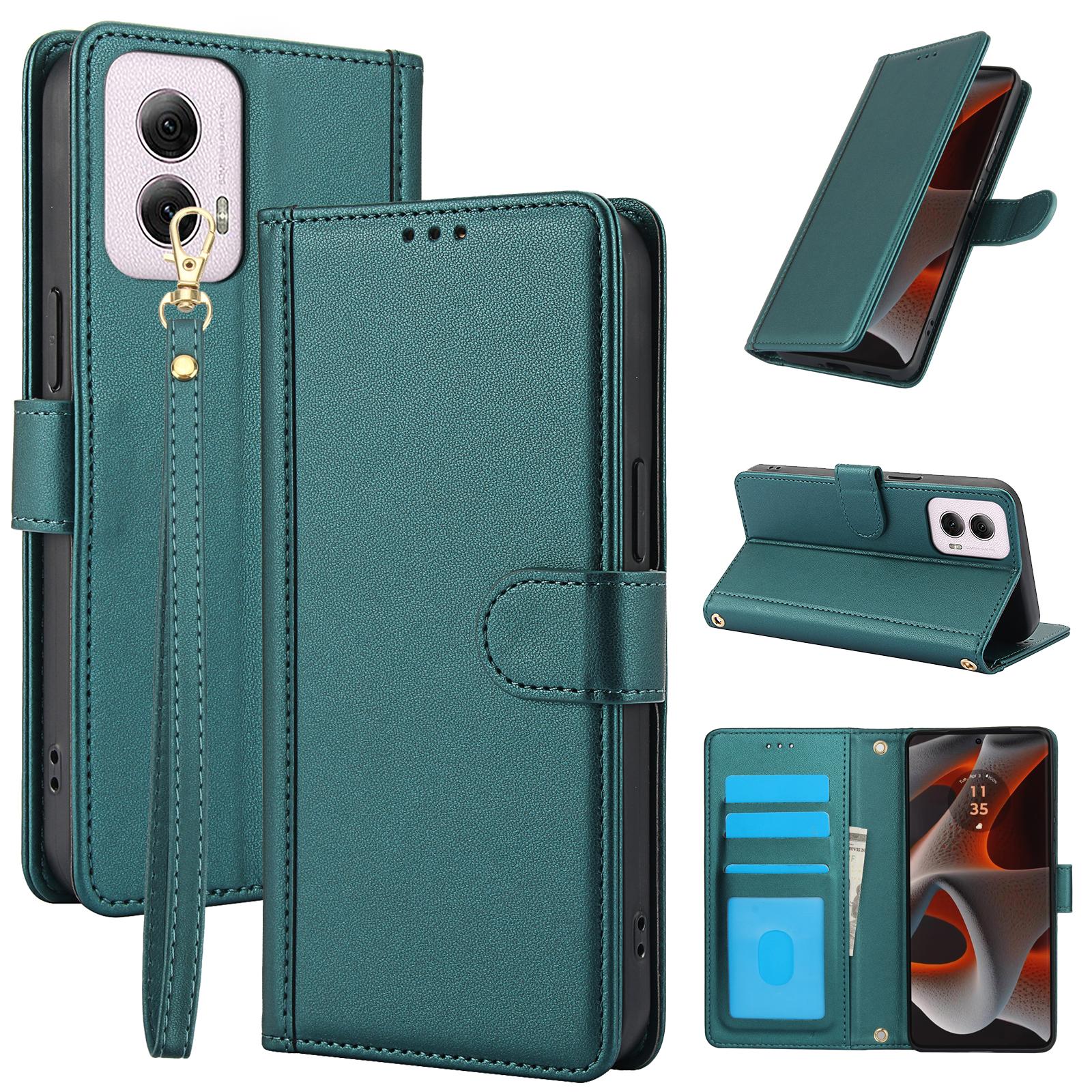

SY-003 For Motorola Moto G Power (2024) Case PU Leather Stand View Phone Wallet Cover with Hand Strap D