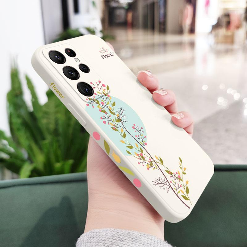 Twigs Flower Willow Phone Case For Samsung Galaxy S24 S23 S22 S21 S20 Ultra Plus FE S10 S9 S10E Note 20 ultra 10 9 Plus Cover