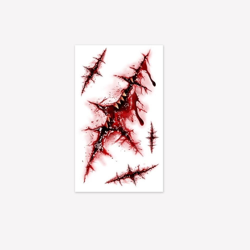 5PCS/SET Long-Lasting Bloody Scar Tattoos Decals Halloween Fake Wound Stickers Film Props
