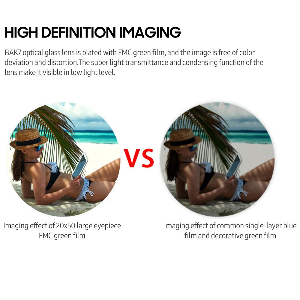 Binoclu 20x50 Binoclu cu lumină scăzută Viziune nocturnă BAK7 Prism Impermeabil cu șnur de transport pt.