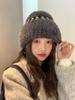 Nová zimní bílá plyšová pletená čepice dámská teplá zesílená ochrana uší vlněná čepice univerzální čepice do chladu