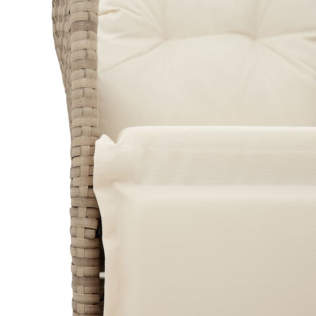 Garden Sofa 2 Seater Adjustable with Table Beige Poly Rattan