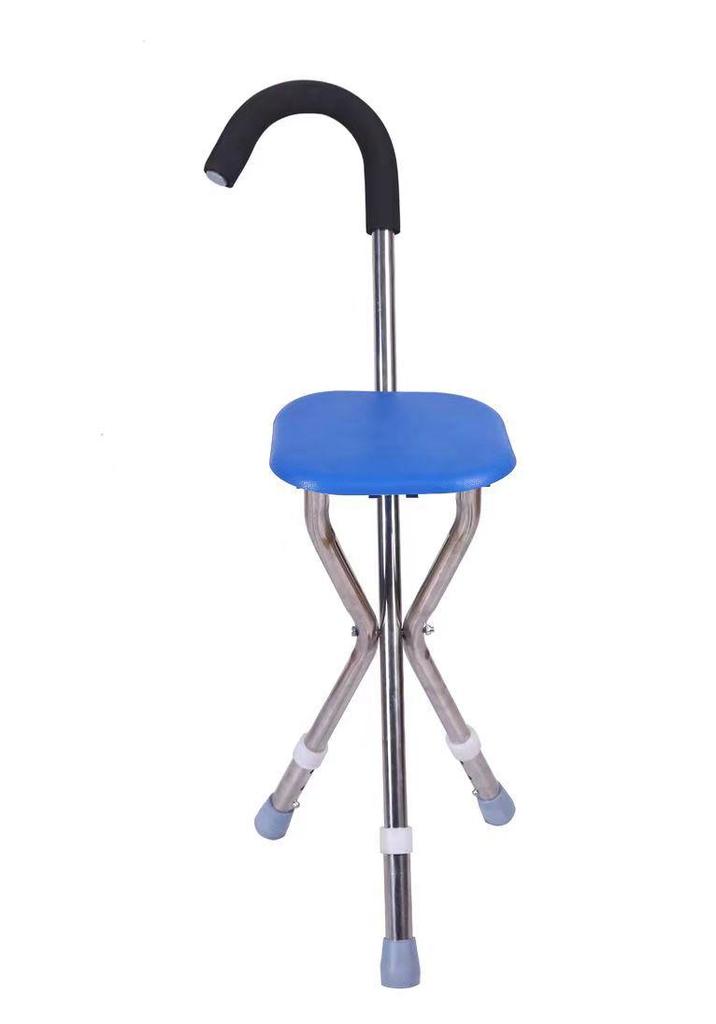 Four-Legged Folding Cane Seat: Portable Anti-slip Walker Stool for Elderly