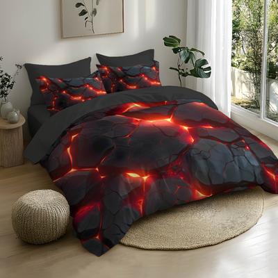 Fantasy Red Glow Soft Brushed Duvet Cover Set With 3D Printing Bedding Comforter Set Includes Pillowcases Machine Washabl