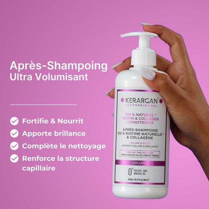 Après-shampoing volumateur - KERARGAN - Biotine - Collagène - 500 ml - Sans sulfates - Hydratation renforcée - Volume