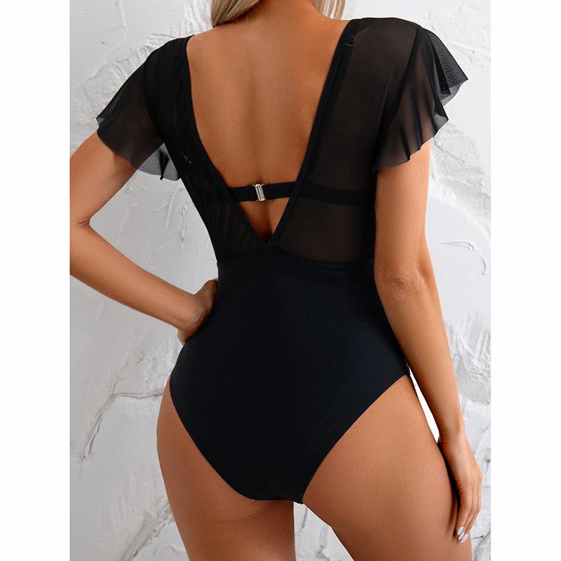 High-Waist Flounce Swimsuit Women's Shapewear Bikini Set Net Cover Sun Protection Three-Piece Ensemble